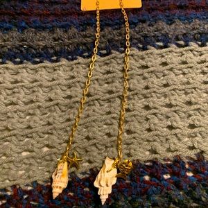 Handmade long dangle seashell earrings